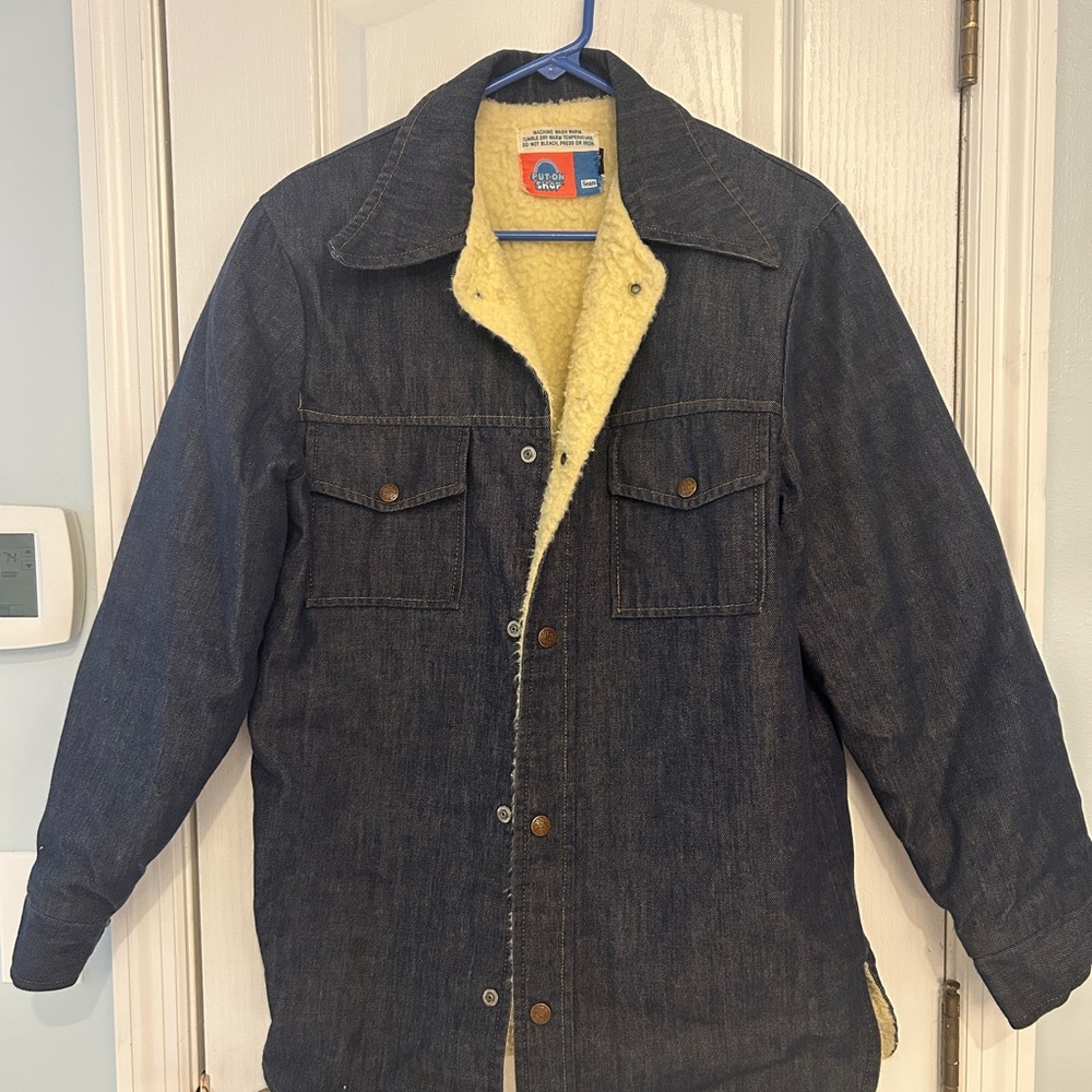 Sears Dark Indigo Denim Jacket with Cream Sherpa Lining